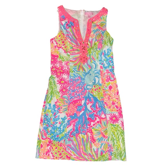Lilly Pulitzer Vibrant Pink and Green Dress Size 00 - Picture 1 of 5